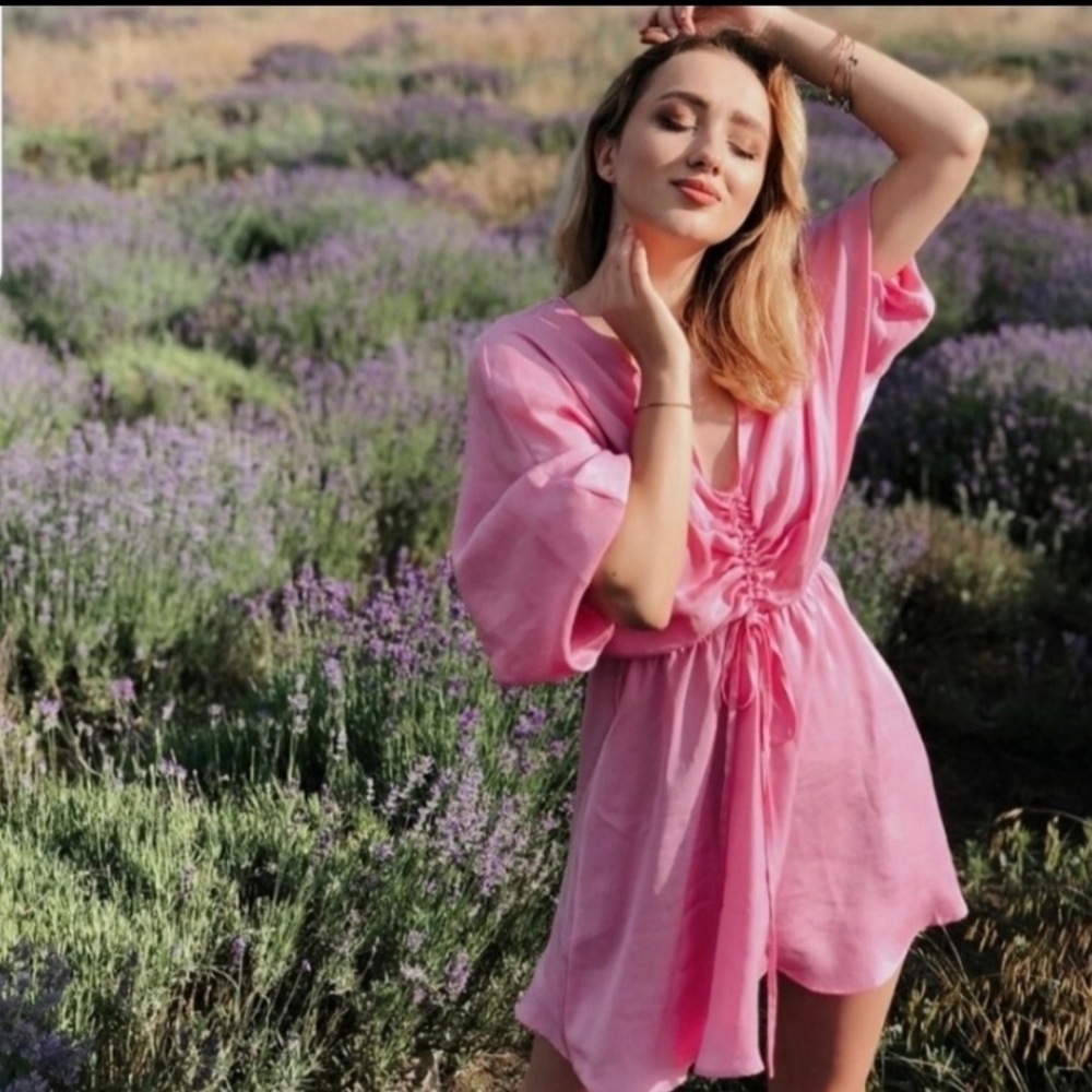 Zara Pink Mini Dress with Wrap Style